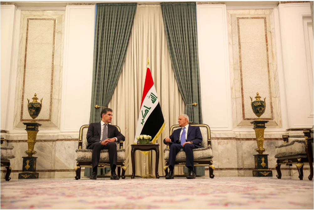 نيحيرفان بارزاني وعبد اللطيف رشيد يؤكدان على أهمية تجاوز نقاط الخلاف بين أربيل وبغداد وفقاً للدستور