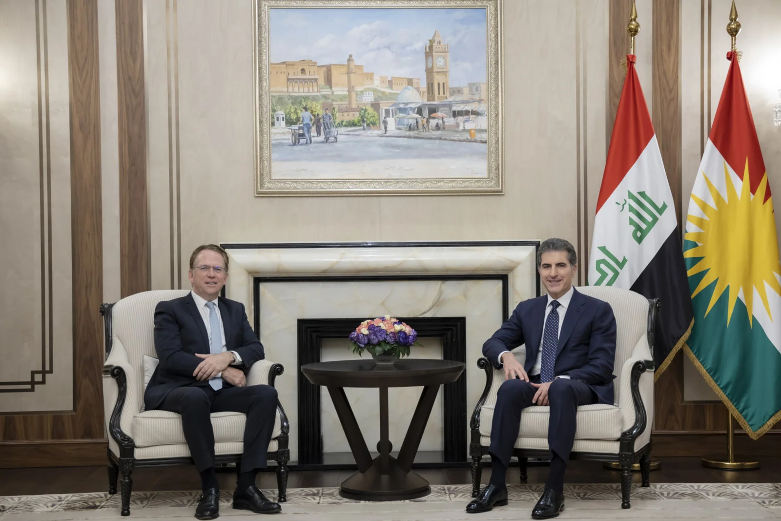 نيجيرفان بارزاني يودع السفير الفرنسي ويشكره على جهوده بعد انتهاء مهامه في العراق