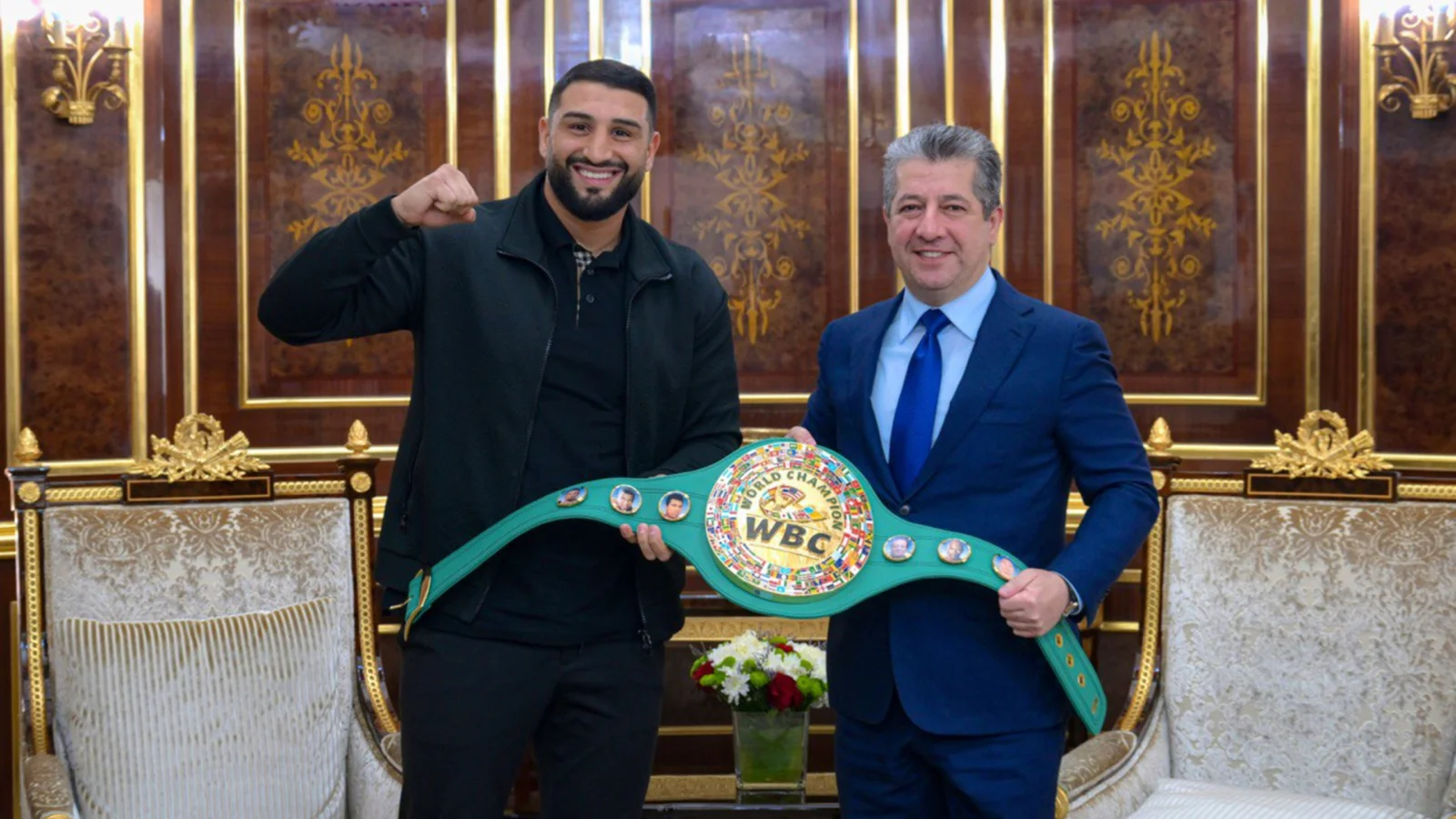 مسرور بارزاني يهنئ الملاكم الكوردي عكيد كابايل بنيله لقب بطل العالم للوزن الثقيل
