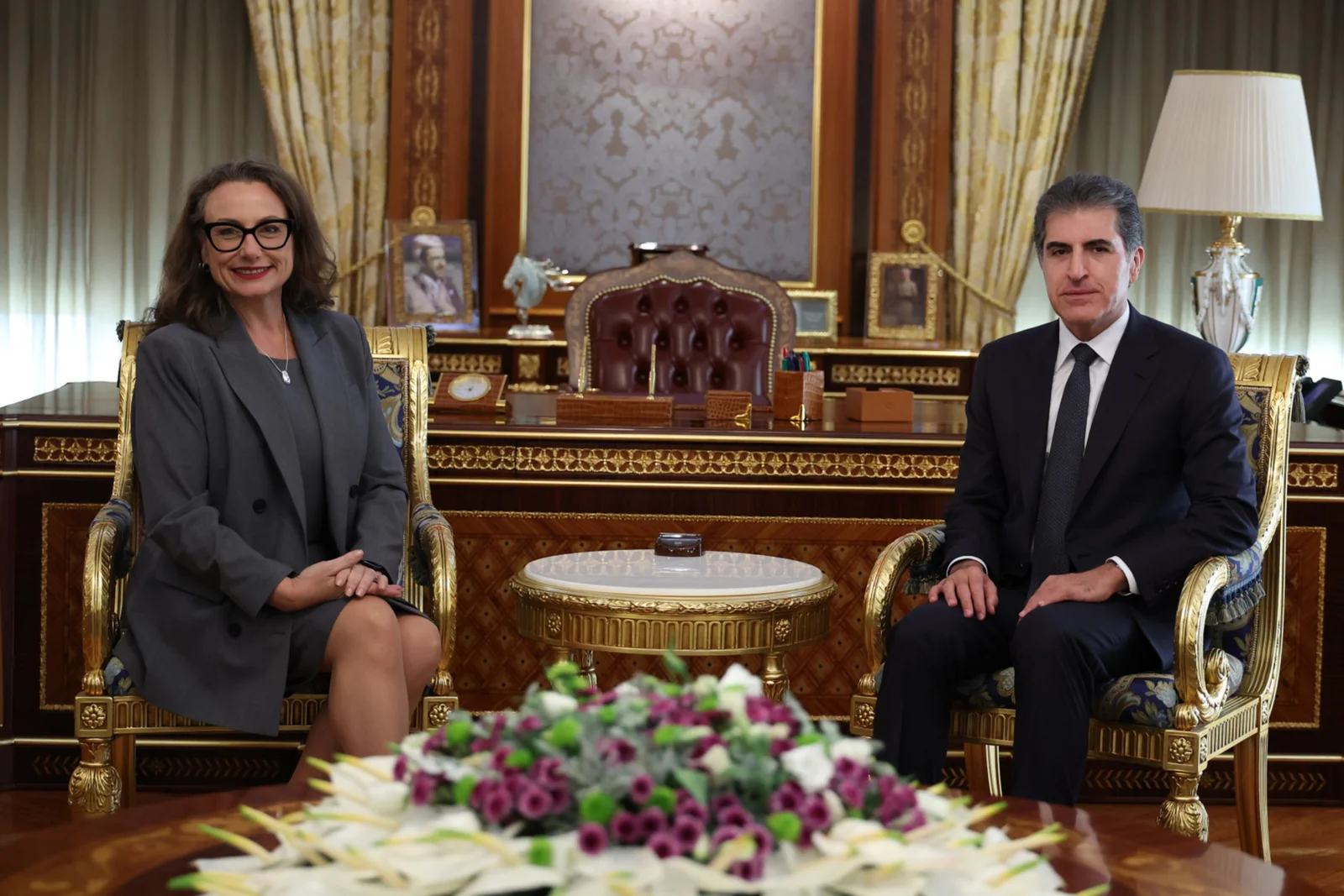 نيجيرفان بارزاني وغويندولين غرين يتباحثان في حل مشاكل أربيل وبغداد على أساس الدستور