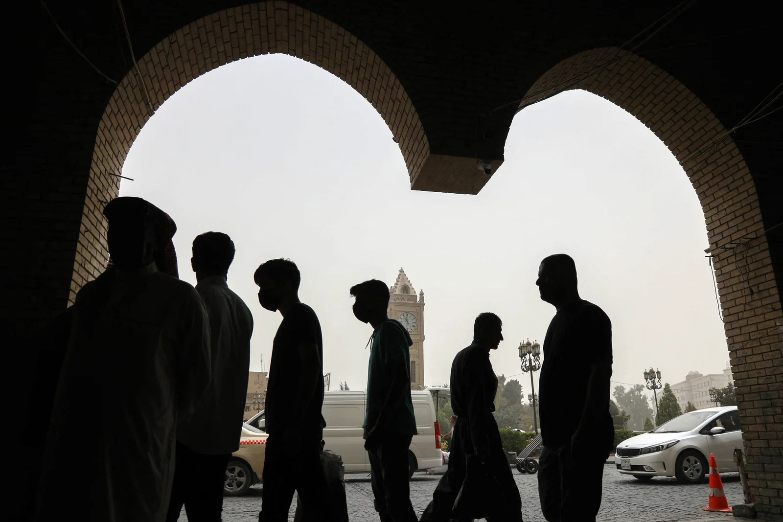محيط قلعة  أربيل خلال العاصفة الترابية