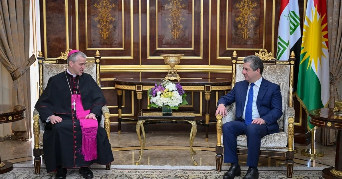 رئيس حكومة إقليم كوردستان يستقبل السفير البابوي لدى العراق