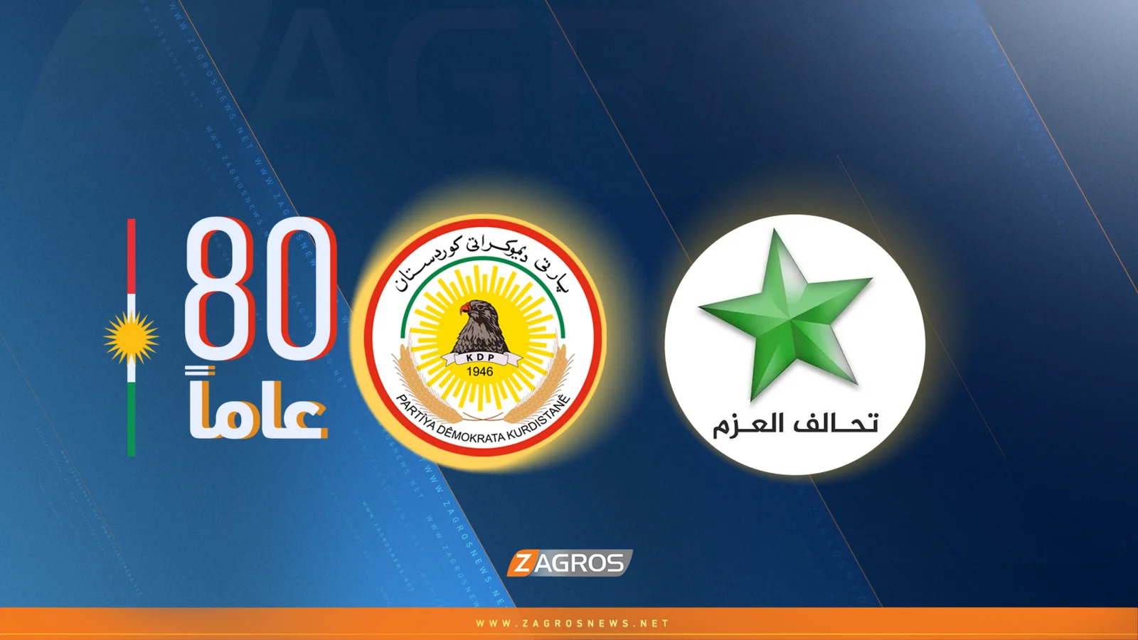 تحالف العزم يهنئ الرئيس بارزاني والحزب الديمقراطي الكوردستاني بالذكرى الـ80 لتأسيسه